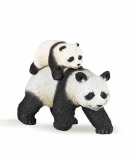 Panda met baby speeldiertje 8 cm