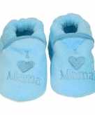 Pantoffels sloffen love mama blauw voor babies