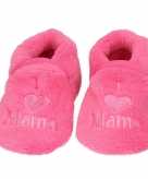 Pantoffels sloffen love mama fuchsia voor babies