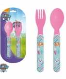 Paw patrol lepel en vork 14 cm voor kinderen 10144146