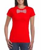 Shirt met rood witte brabant strik rood dames