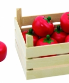 Speelgoed tomaten in kist