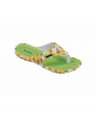 Teenslippers met bloemen wit groen