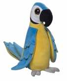 Tropische papegaai knuffel blauw pluche 38 cm