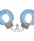 Verkleed handboeien blauw pluche