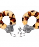 Verkleed handboeien luipaardprint pluche