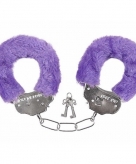 Verkleed handboeien paars pluche