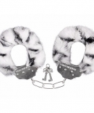 Verkleed handboeien zebra print pluche