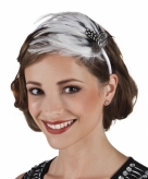 Vintage haarband met witte veren