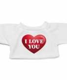 Wit knuffel shirt hartje i love you maat m voor clothies knuffel 13 x 9 cm