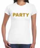 Wit party goud fun t-shirt voor dames