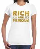 Wit rich and famous goud fun t-shirt voor dames