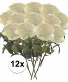 Witte roosjes kunst tak 45 cm 12 stuks
