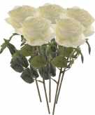 Witte roosjes kunst tak 45 cm 5 stuks