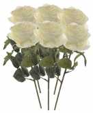 Witte roosjes kunst tak 45 cm 6 stuks