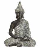 Woondecoratie boeddha beeldje grijs zwart 24 cm