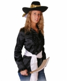 Zwart dames piraten overhemd