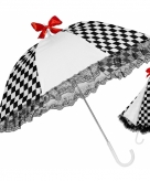 Zwart witte paraplu met kant