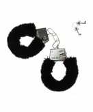 Zwarte handboeien van pluche