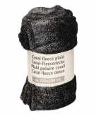 Zwarte warme fleece deken met glitters 150 x 200 cm